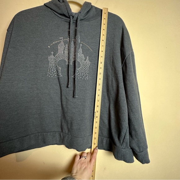Disney Parks Bedazzled Castle Mickey Gray Hoodie Sweatshirt Women’s Size 2X - Picture 10 of 12